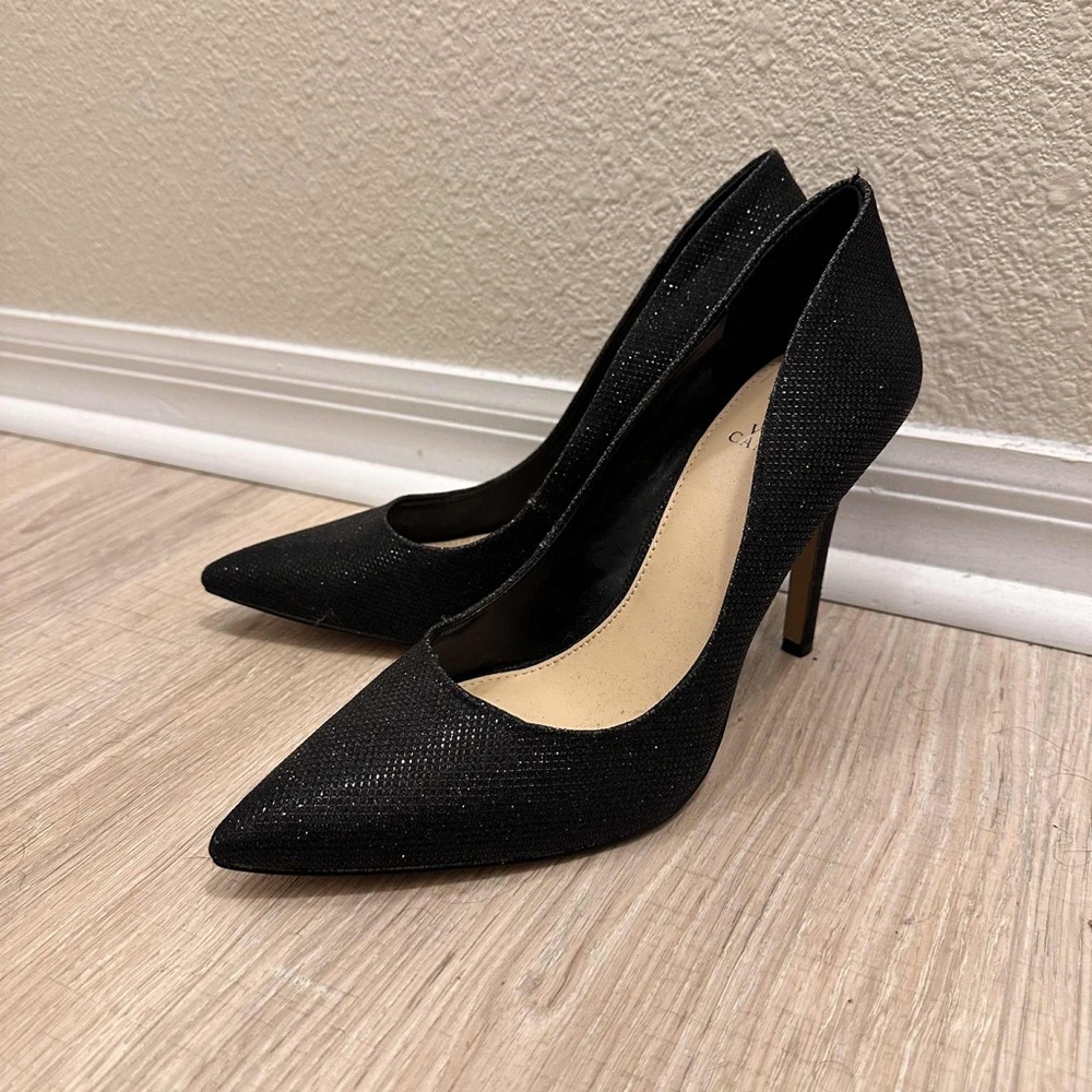 Vince Camuto Elegant Black Women's Sparkle Heels Sz 11 Leather